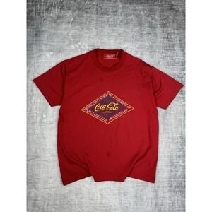 Coca Cola Shirt‎ Mens Large Red Diamond Logo Vintage 90s Single Stitch
